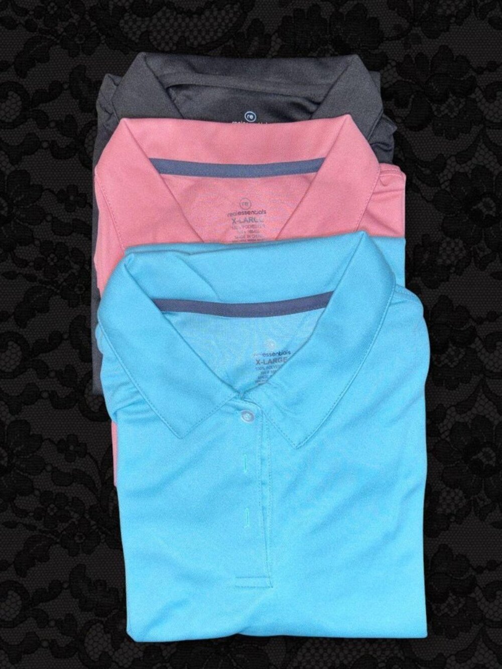NWT Real Essentials Girls 3-Pack Performance Polo Shirts - XL